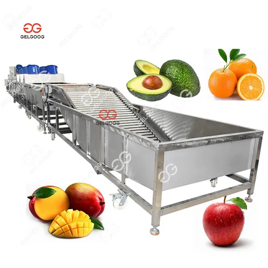 Fruit Processing Machine Vegetable Washing Drying Waxing Line